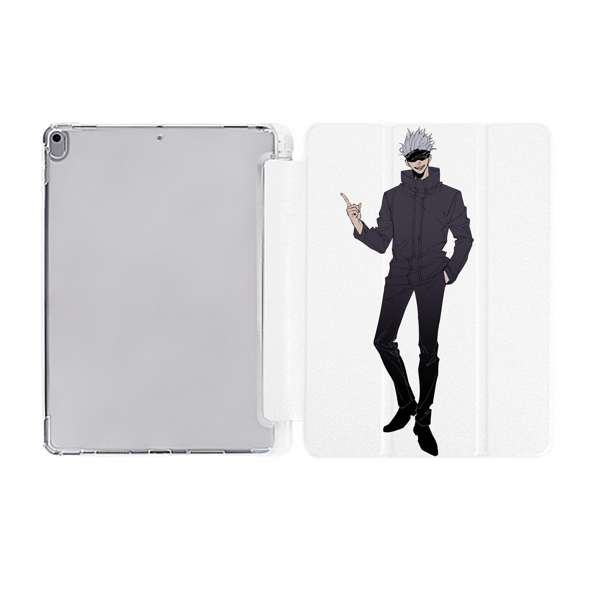 （画像用） 呪術廻戦 Jujutsu Kaisen IPad ケース ペン収納付き 三つ折りスタンド PUレザー×シリコン 対応機種9.5/10.5/10.9インチ